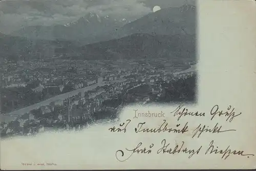 Innsbruck, Mondschein, Panoramaansicht, gelaufen