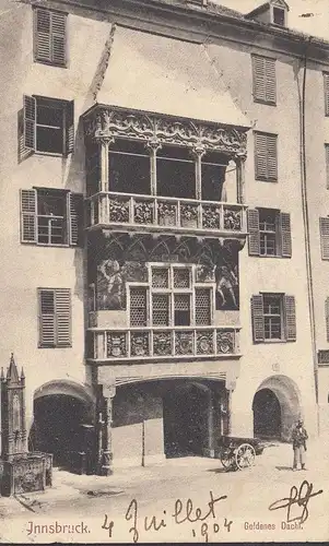 Innsbruck, Goldenes Dach, Handkarren, gelaufen 1904