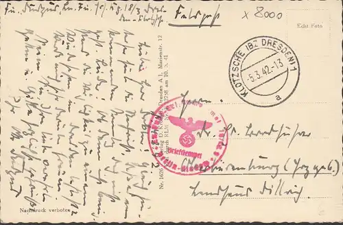 Dresde, Régien, Poste de campagne, couru en 1942