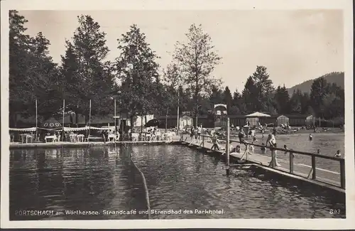 Pörtschach a. Wörthersee, Strandbad und Strandcafe des Parkhotel, gelaufen