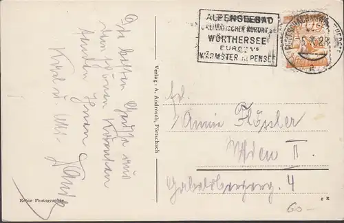 Pörtschach a. Wörthersee, Anlagen mit Koschat Denkmal, gelaufen 1928