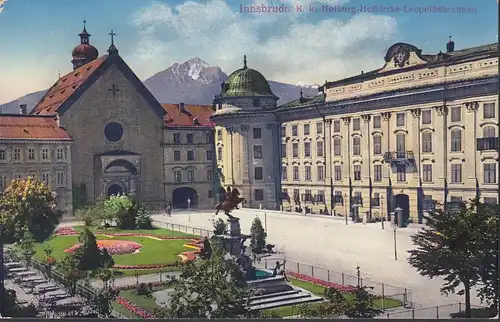 Innsbruck, Stadtsäle, Stadttheater mit Nordkette, gelaufen 1913
