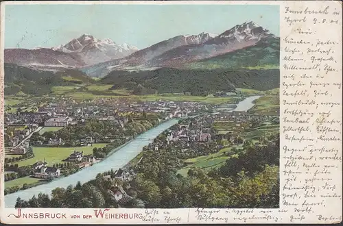 Innsbruck von der Weiherburg, gelaufen 1900