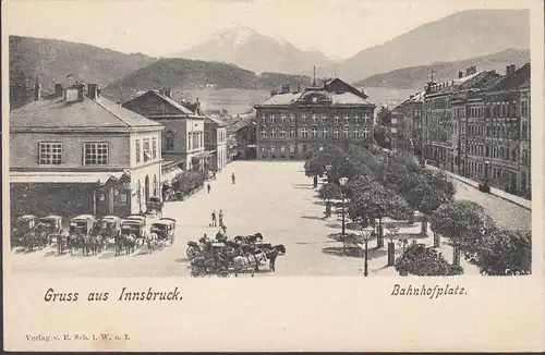 Gruss aus Innsbruck, Bahnhofsplatz, ungelaufen