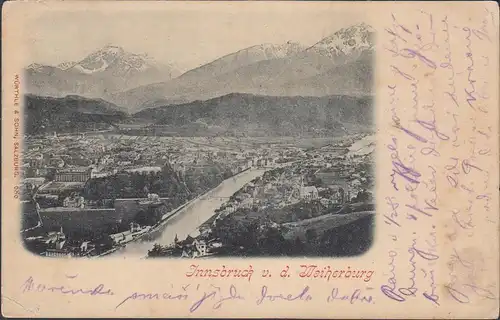 Innsbruck von der Weiherburg, gelaufen 1900