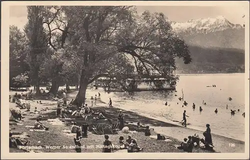 Pörtschach a. Wörthersee, Werzer Strandbad mit Mittagskogel, gelaufen 1941