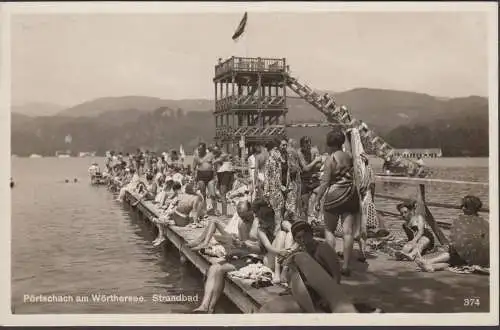 Pörtschach a. Wörthersee, Strandbad, Wasserrutsche, gelaufen 1930