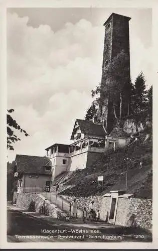 Klagenfurt a. Wörthersee, terrasse café et restaurant Schwarzenburg, non roulé