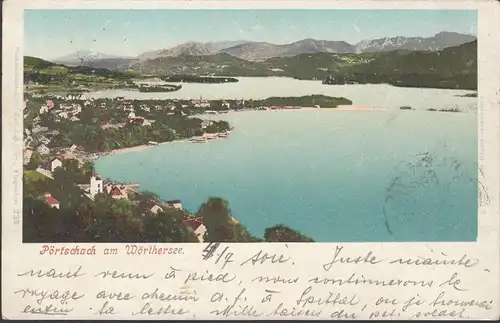 Pörtschach a. Wörthersee, Panoramaansicht, gelaufen 1900