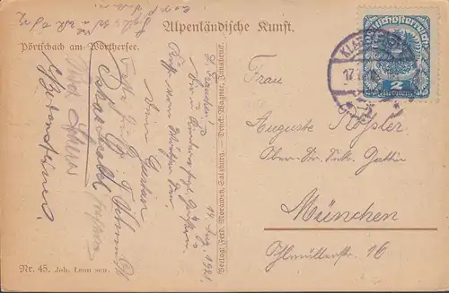 Pörtschach a. Wörthersee, Panoramaansicht, Künstler AK, gelaufen 1921