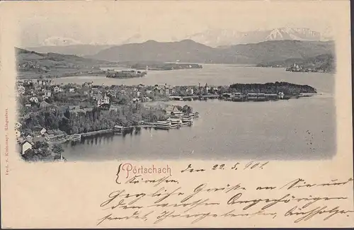 Pörtschach am Wörthersee, Panoramaansicht, gelaufen 1901