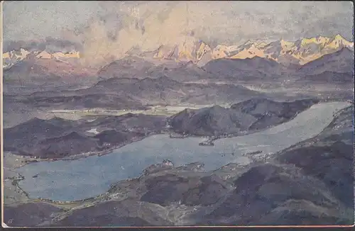 Lac Wörther avec les Karavanken, couru en 1922