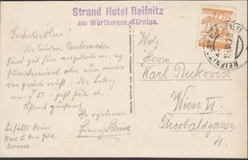 Reifnitz a. Wörthersee, Strand Hotel ReIFnitz, couru 1928