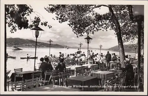 Pörtschach a. Wörthersee, vue de Werzers Strand Casino, couru en 1957