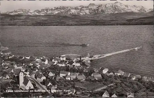 Immenstaad am Bodensee mit Schweizer Alpen, gelaufen 1958