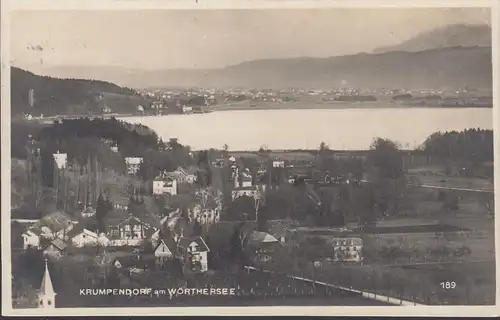 Krumpendorf am Wörthersee, Panoramaansicht, gelaufen