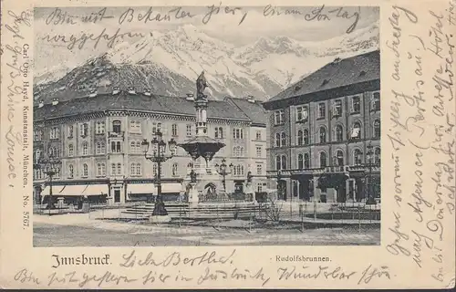 Innsbruck, Rudolfsbrunnen, gelaufen 1902