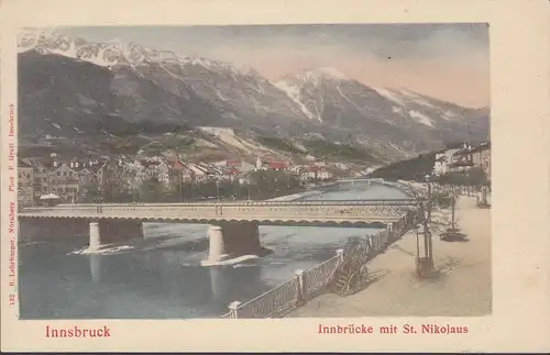 Innsbruck, Innbrücke mit St. Nikolaus, ungelaufen