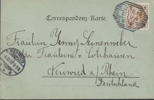 Gruss aus Innsbruck, Margarethenplatz, Rudolfbrunnen, Mondschein, gelaufen 1898
