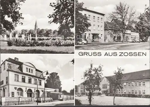 Gruss aus Zossen, Park, Marktplatz, Lichtspiele, Berufsschule, gelaufen 1982