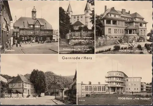 Gernrode, Rathaus, Stiftskirche, Heim Stubenberg, Heckert, gelaufen 1960