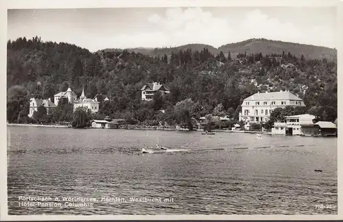 Pörtschach a. Wörthersee, Baie de l'ouest avec Hôtel Columbia, incurvée