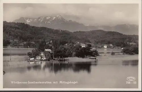 Pörtschach a. Wörthersee, Inselrestauration mit Mittagskogel, ungelaufen