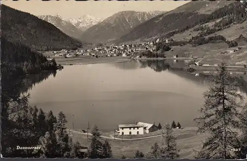 Davos, Davoseersee, Vue de la ville, couru en 1956