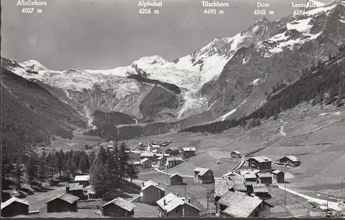 Saas-Fee, Dorfansicht mit Fee- Gletscher, Allalinhorn, ungelaufen
