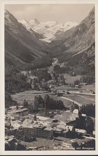 Pontresina mit Rosegtal, Stadtansicht, ungelaufen