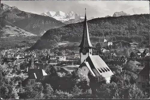 Spiez mit Kirche, Dreispitz, Blümlisalp, gelaufen