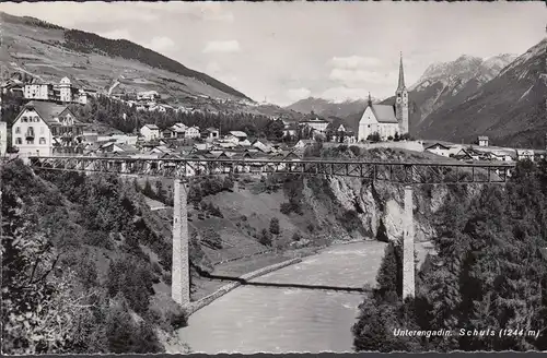 Schuls, Basse-Engadine, Vue de la ville, Pont, Non-roulé