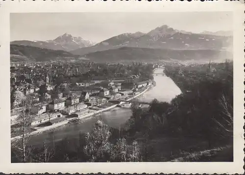 Innsbruck, Blick gegen Serles und Nordspitze, gelaufen 1950