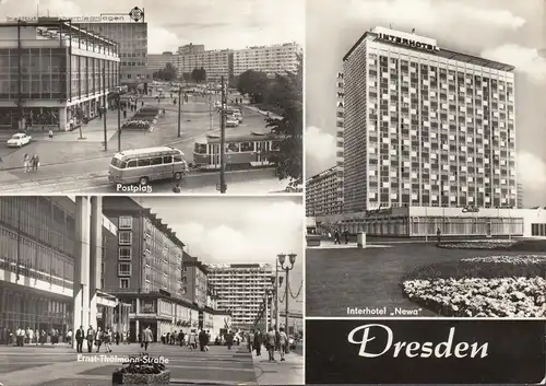 Dresden, Postplatz, Interhotel, Bus, Straßenbahn, gelaufen