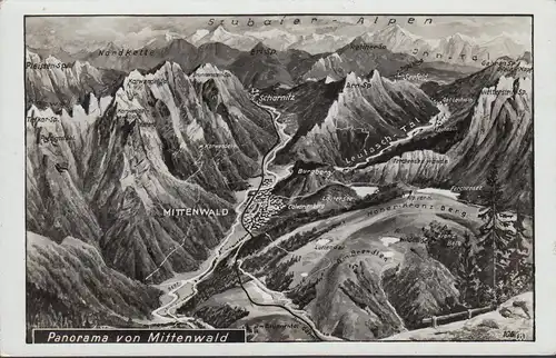 Panorama vom Mittenwald, gelaufen 1939