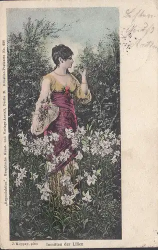 J. Koppay, Inmitten der Lilien, gelaufen 1901