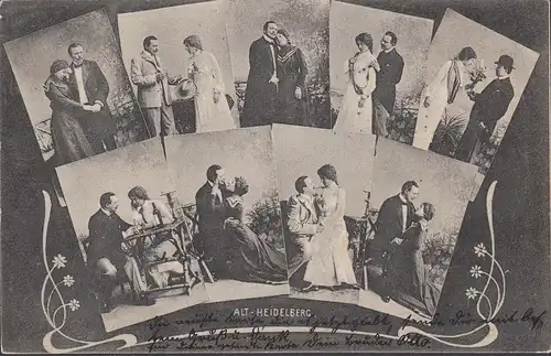Vieille Heidelberg, couple de théâtre, couru 1902