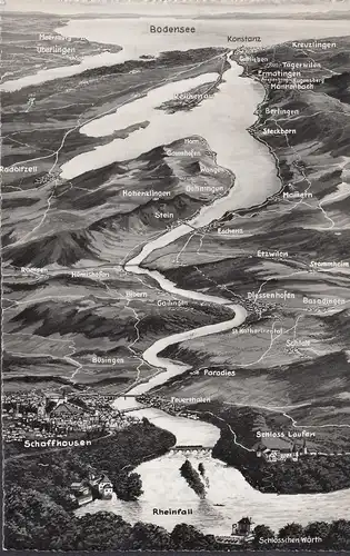 Rheinfall- Bodensee, Geo- Karte, gelaufen 1952