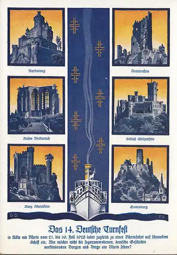 Köln, 14. Deutsches Turnfest 1928, Burgen, ungelaufen