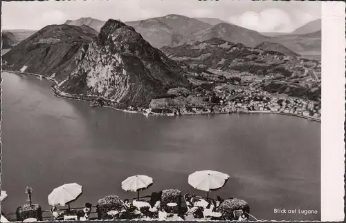 Vue de la terrasse sur Lugano, incurvée