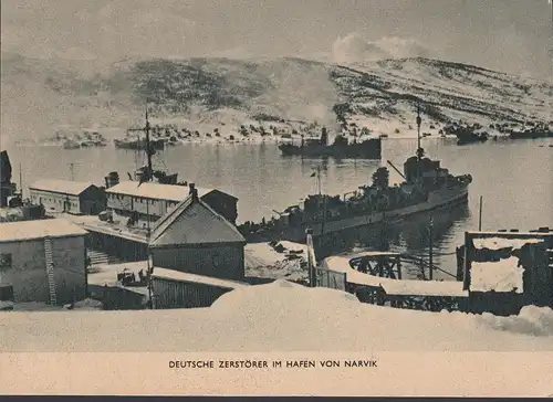 Norwegen, Deutsche Zerstörer im Hafen von Narvik, ungelaufen