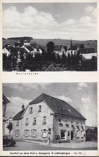 Marienheide, vue sur la ville, auberge de la vieille poste et boucherie, H. Lichtinghagen, inachevée
