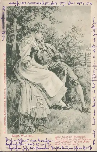Künstler AK, Erdm. Wagner, Blau blüht ein Blümelein, gelaufen 1902