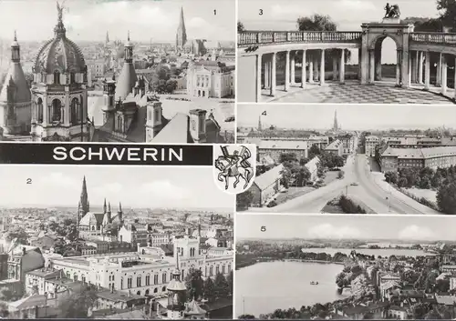 Schwerin, vue de la ville, jardin du château, couru en 1980