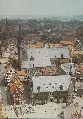 Quedlinburg, Markt, Aero Fliegeraufnahme, ungelaufen