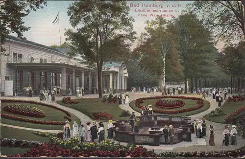 Bad Homburg, la fontaine d'Elisabeth et le nouveau hall de changement, incurvé