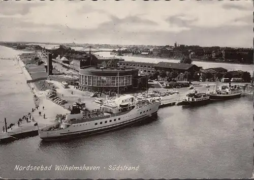 Wilhelmshaven, Bain de la mer du Nord, Plage du sud, navires, couru 1965