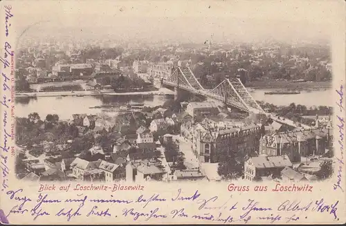 Gruss aus Loschwitz, Blick auf Loschwitz Blasewitz, gelaufen 1901