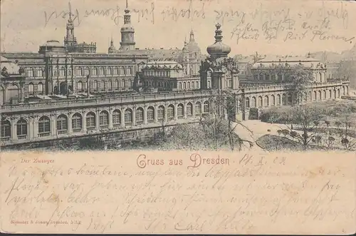 Gruss aus Dresden, Der Zwinger, gelaufen 1902