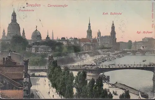 Dresde, terrasse, église féminine, Hofkirche, couru 1906